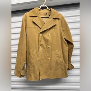 Women's Tan Double-Breasted Corduroy Jacket